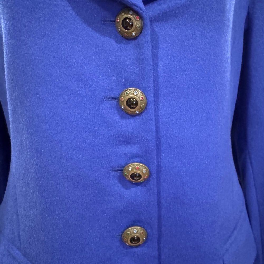 ESCADA Royal blue wool angora cashgora blazer jeweled buttons size 38 / US 8 - Picture 2 of 15